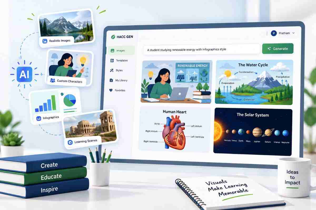 AI image creation workspace for educational content