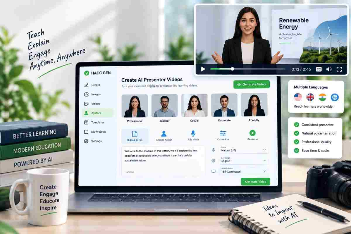 AI avatar video creation workspace for instructional content