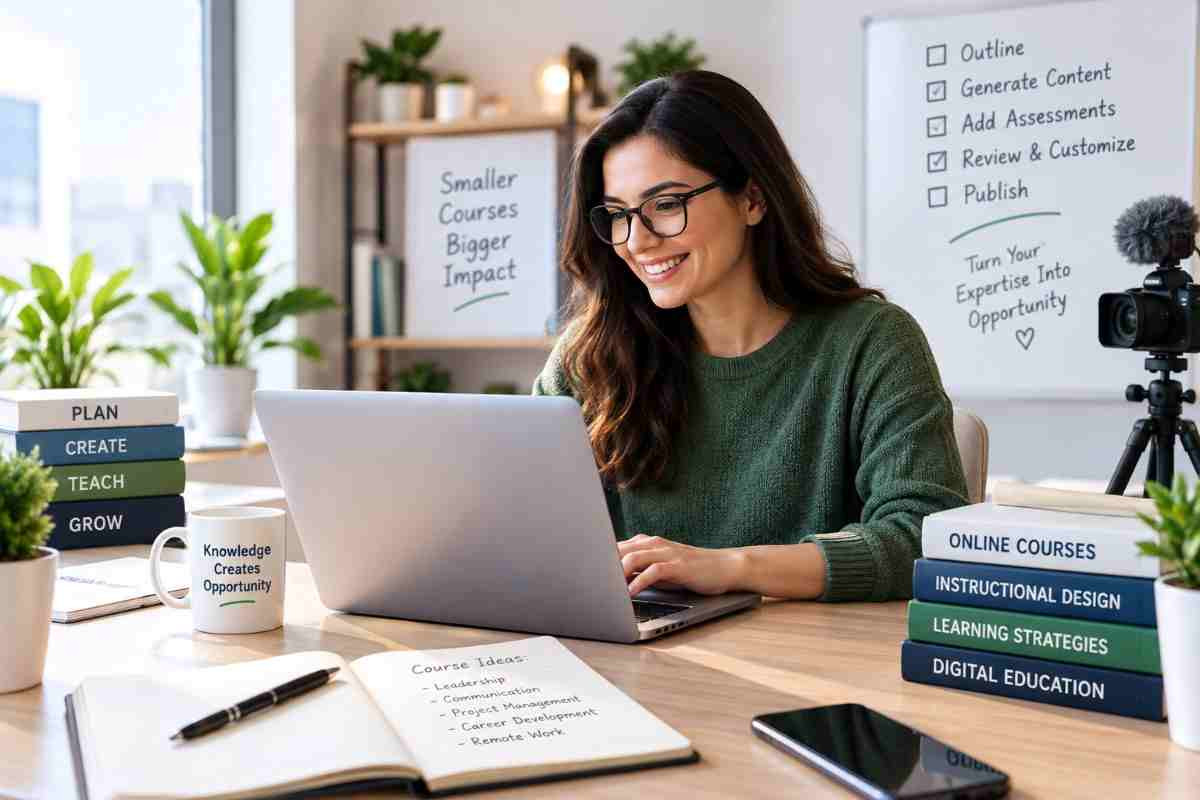 Freelancer creating an online course